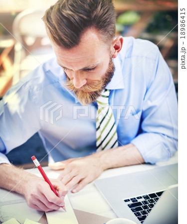 Businessman Thinking Planning Strategy Working Laptop Concept 18986415