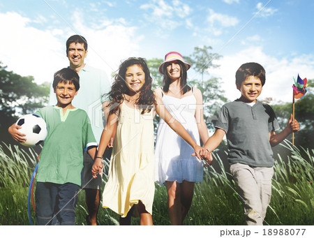 Family Playing Outdoors Children Field Concept 18988077