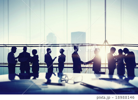 Silhouettes of Business People Meeting Handshake Concept 18988146