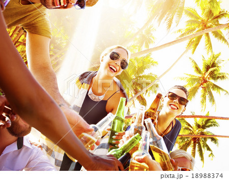 Friends Summer Beach Party Cheers Concept Friends Summer Beach Party Cheers Concept 18988374