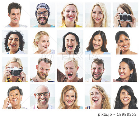 Collage Diverse Faces Expressions People Concept 18988555