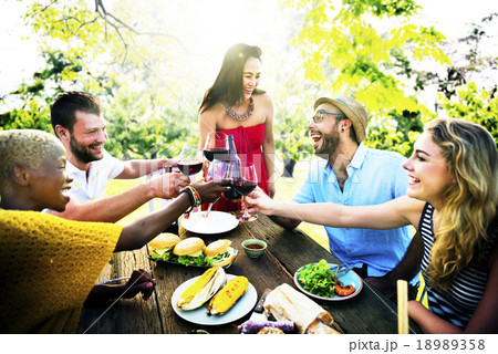 Friends Outdoors Party Celebration Hanging out Concept Friends Outdoors Party Celebration Hanging out Concept 18989358