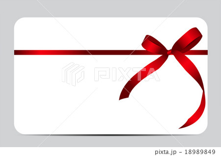 Gift Card with Red Ribbon and Bow. Vector 18989849