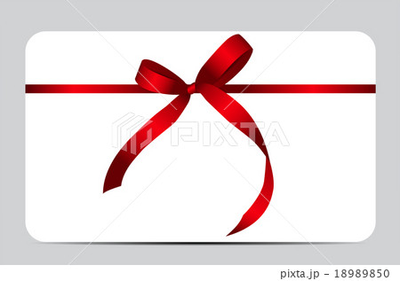 Gift Card with Red Ribbon and Bow. Vector 18989850