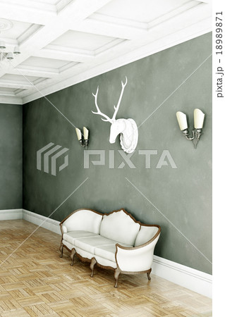 White classical style sofa in vintage room White classical style sofa in vintage room 18989871