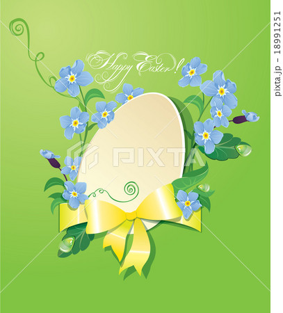Easter greeting card with paper egg, ribbon 18991251