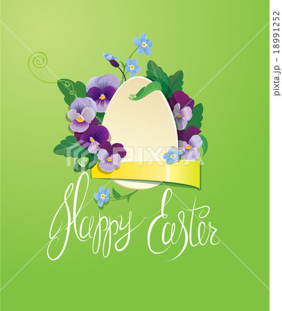 Easter greeting card with paper egg, ribbon Easter greeting card with paper egg, ribbon 18991252