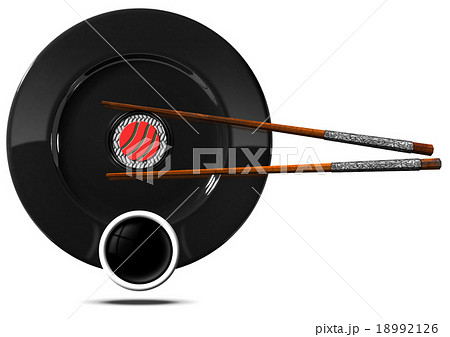 Sushi - Symbol with Plate and Chopsticks 18992126