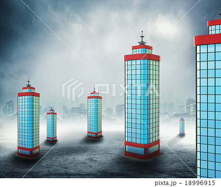 Office buildings in clouds 18996915