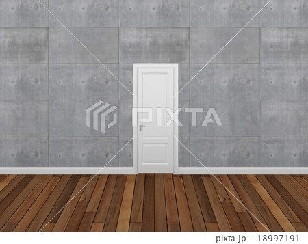 door on concrtete wall with wood floor ,3d  18997191