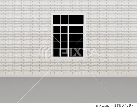 window on white brick wall ,3d  18997297