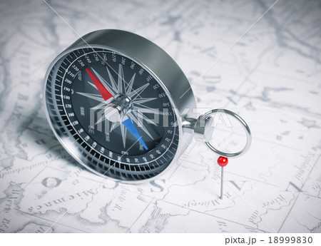 Compass Over Map And Red Pin 18999830