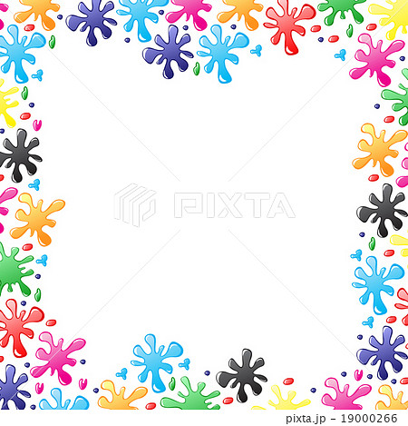 Decorative border of paints drops and blots Decorative border of paints drops and blots 19000266
