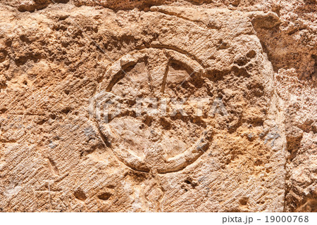 Christian cross of stone wall Christian cross of stone wall 19000768