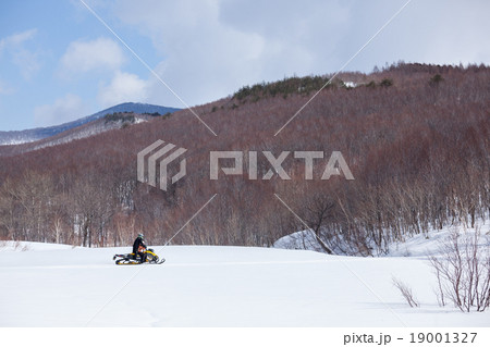 雪原のスノーモービル 19001327