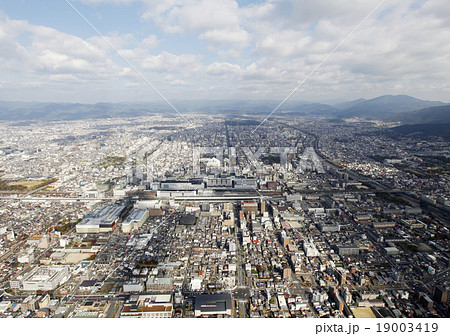 空撮 京都の市街地の写真素材