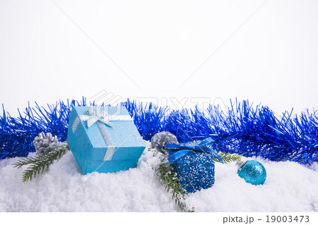Christmas decorations on snow  19003473