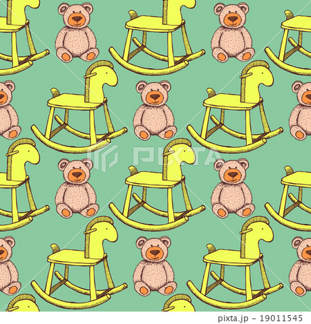 Sketch rocking horse and teddy bear 19011545
