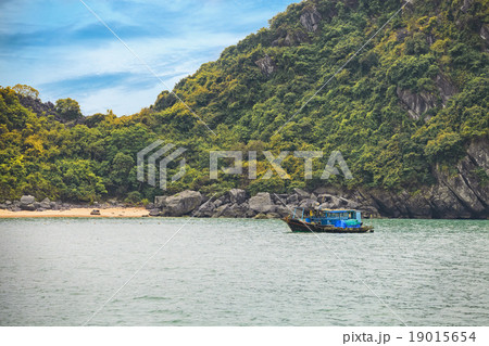 Dreamy seascape with authentic colourful boats 19015654