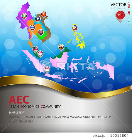 AEC or ASEAN economic community colorful map 19015804