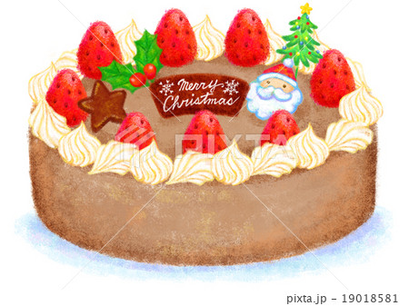 クリスマスチョコケーキのイラスト素材