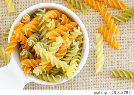 Three kinds of raw pasta. 19018799