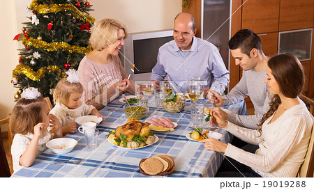 Big family at festive table Big family at festive table 19019288
