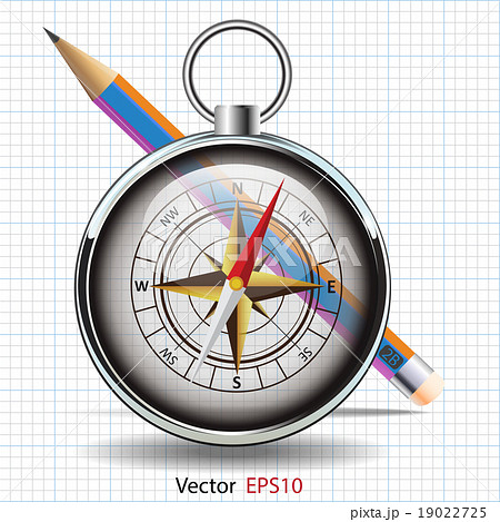 3d clear compass and pencil on graph paper backgro 19022725