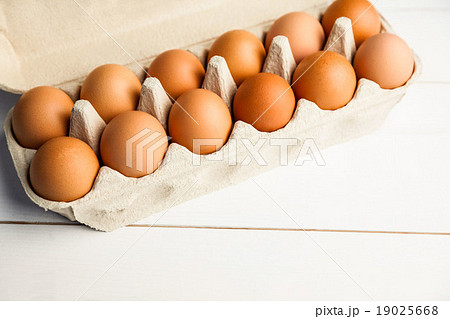 Cropped image of egg carton Cropped image of egg carton 19025668