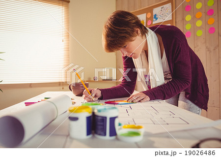 Graphic designer working at desk 19026486