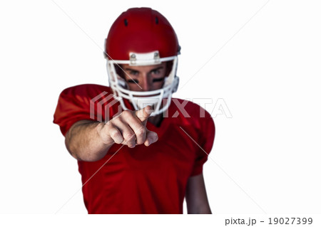 Rugby player pointing over white background 19027399