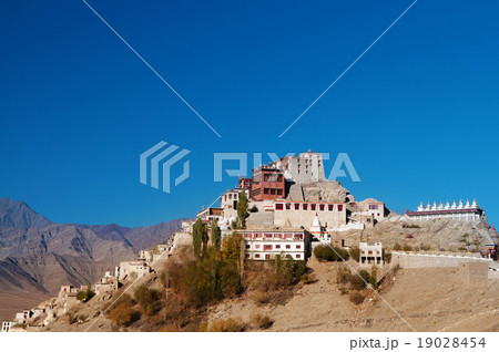 India Thikse Monastery with blue sky 19028454