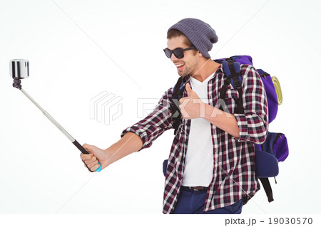 Happy man taking selfie 19030570