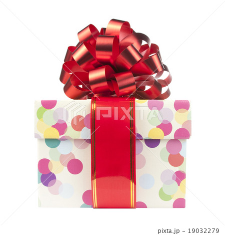 Gift with big red bow and ribbon 19032279