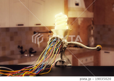Mincing machine is grinding up a lamp Mincing machine is grinding up a lamp 19035020