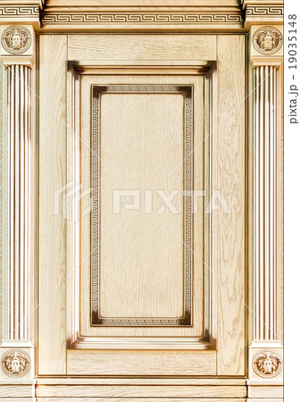 Wooden decorated facade of furniture 19035148
