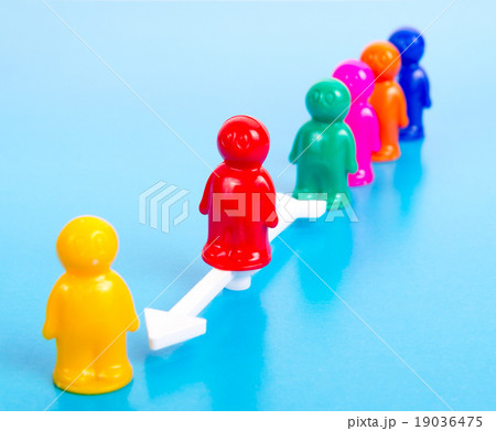 group of toy people and direction arrow 19036475