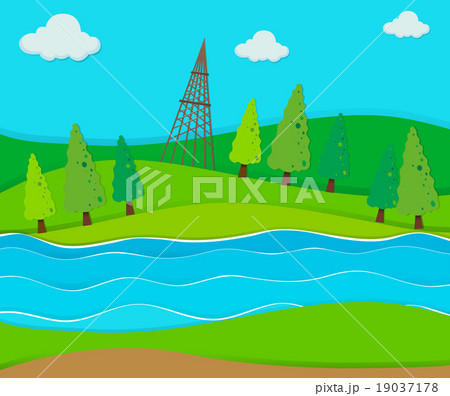Green field by the river 19037178