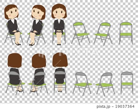 就職活動でパイプ椅子に座る女子のイラスト素材 19037364 Pixta