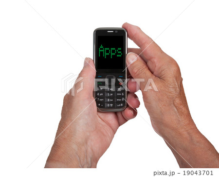 Hands of senior woman with a mobile phone 19043701