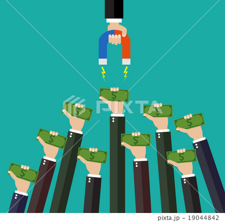 Businessman holding magnet  19044842