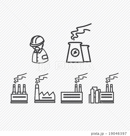 Industrial building factory and power plants icons 19046397