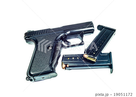 9 mm handgun on white background. 9 mm handgun on white background. 19051172