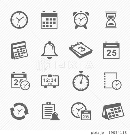 Time and Schedule stroke symbol icons set. Vector  19054118
