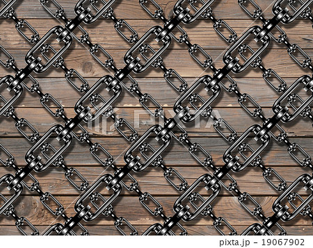 Iron chains with wood plank texture Iron chains with wood plank texture 19067902