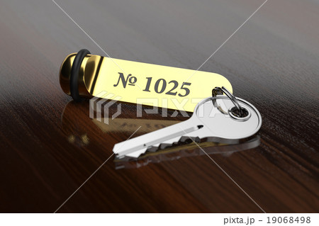 Hotel room key with golden lable 19068498