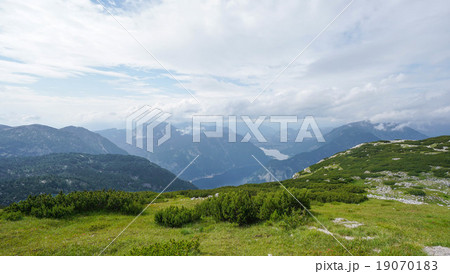 Landscape grass and rock on Mountain with lake vie 19070183