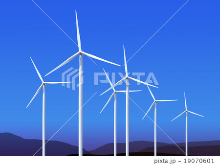 wind turbines on blue sky 19070601