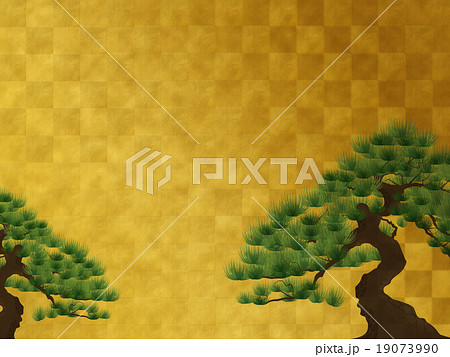 金屏風と松のイラスト素材 19073990 Pixta