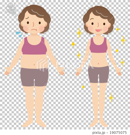 ダイエット　中年女性　ビフォーアフター 19075075